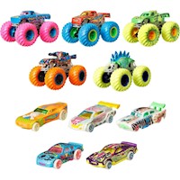 Hot Wheels Monster Trucks con 5 camiones y 5 autos que brillan en la oscuridad